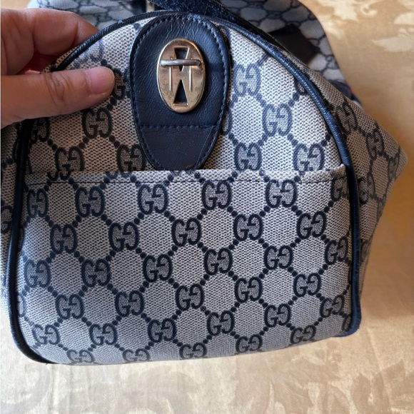 Vintage Gucci navy monogram Boston satchel - Picture 4 of 8